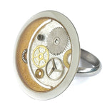 anello con ingranaggi, smalto e resina