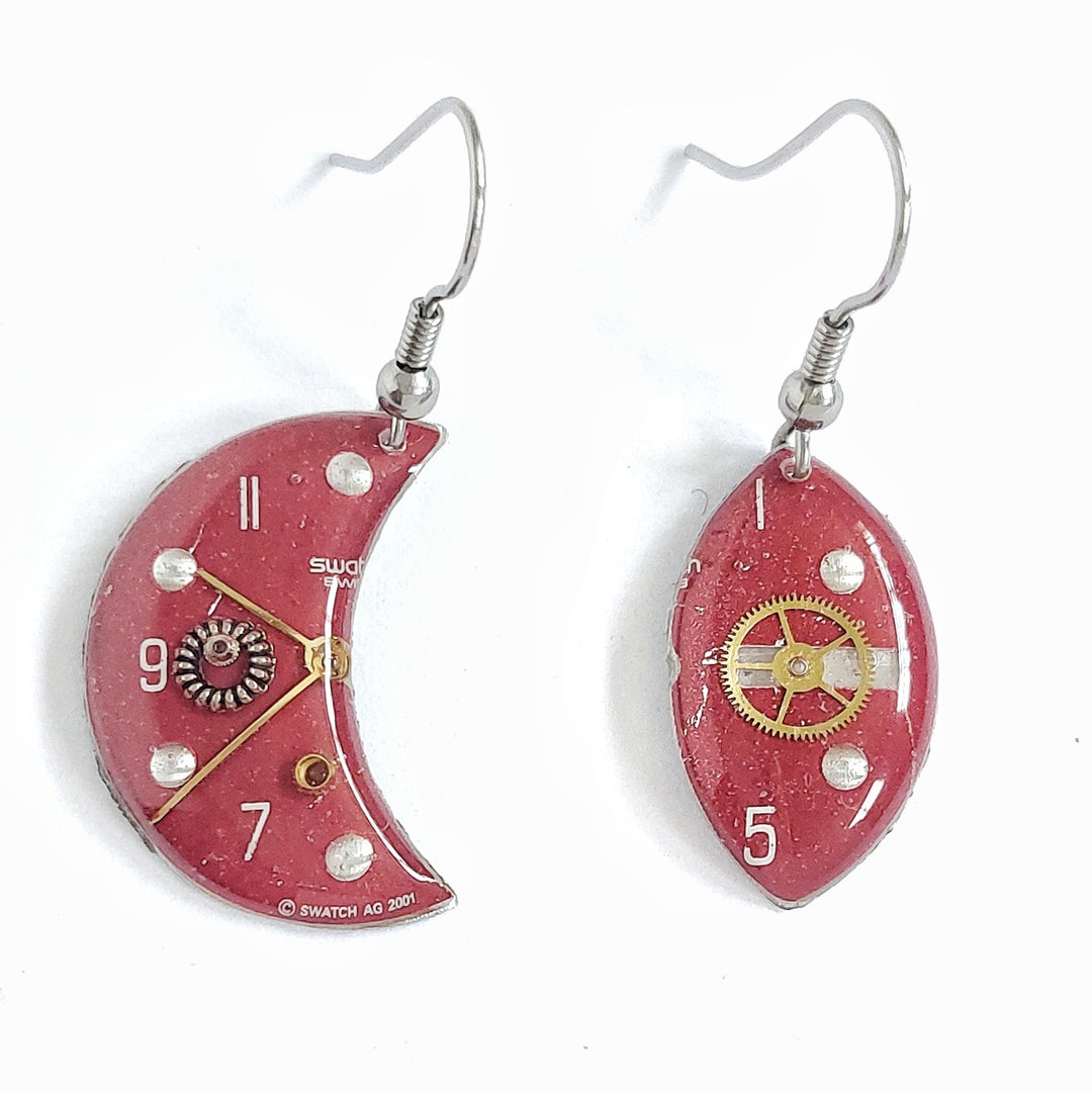 Orecchini A Goccia DC Designs – Cerchio Rosso Su Rame, Arte Astratta, Fatti A Mano
