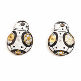orecchini lobo B-B8 star wars. Decorati con ingranaggi di orologi vintage.