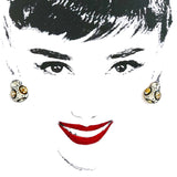 star wars B-B8 lobe earrings. Decorated with vintage clock gears.